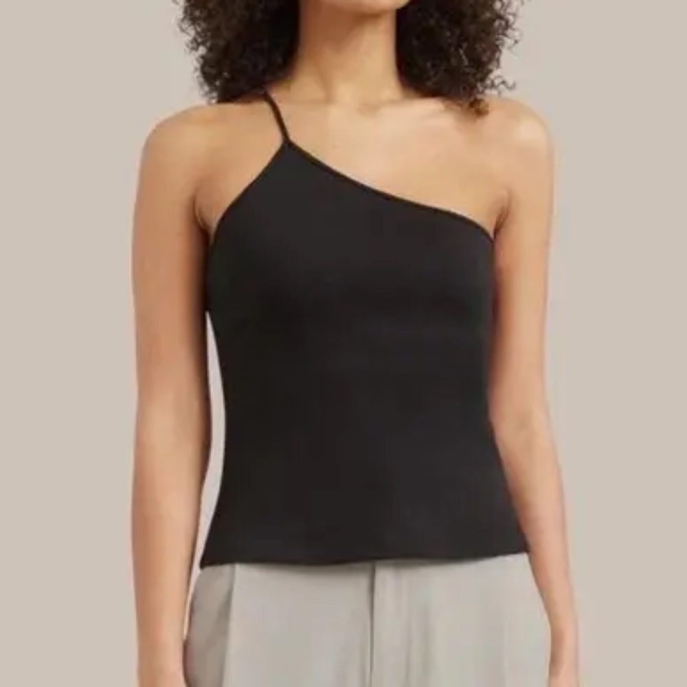 Modern Citizen One-Shoulder Ribbed Tank - Black
